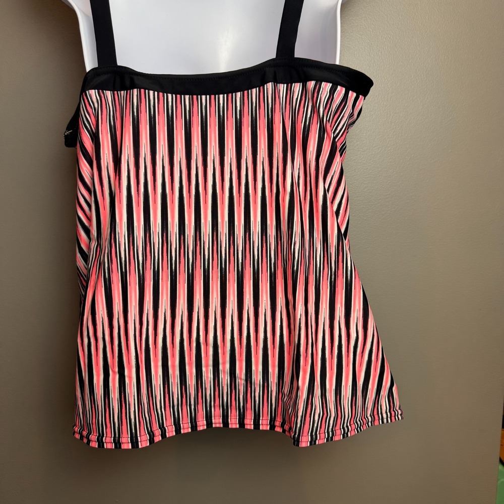 NWT ZeroXposur Starfish Tankini Top Size 16 Pink Black Striped Swim Top UPF 30+ - Picture 2 of 14